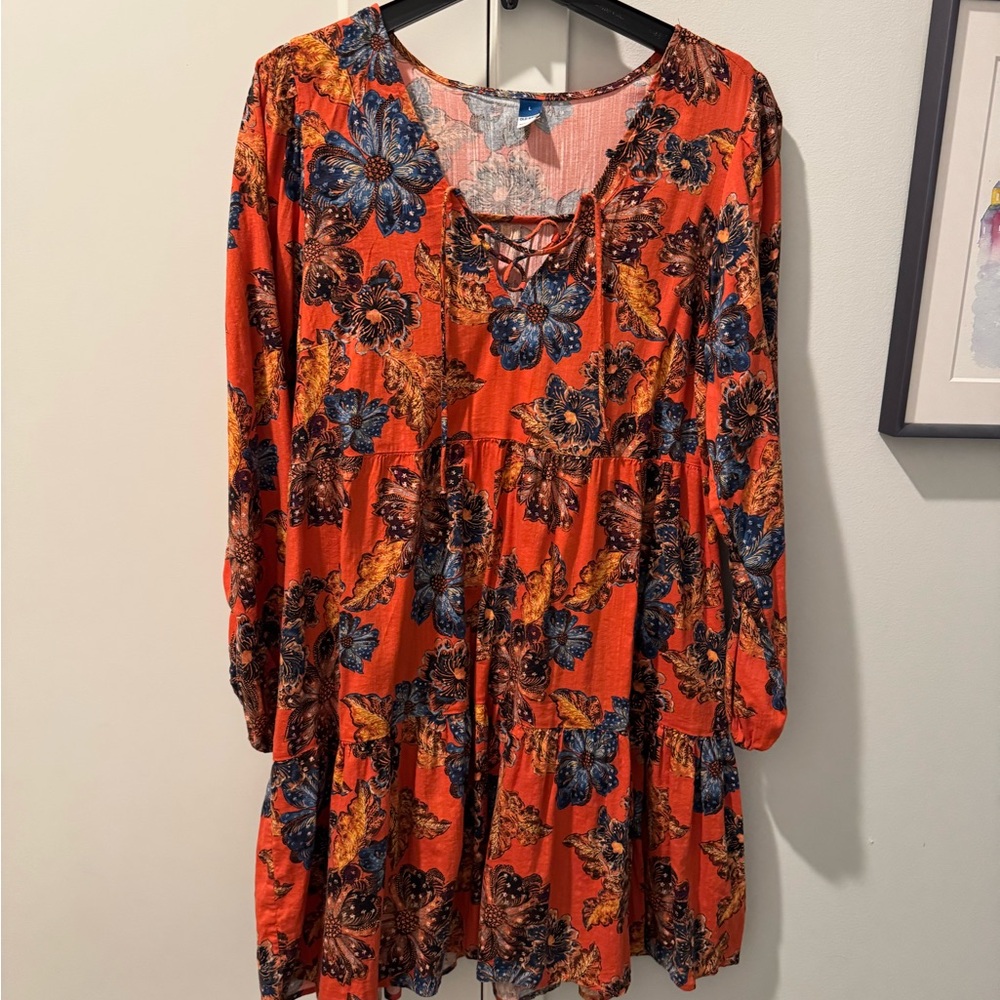 Old Navy Orange and Blue Floral Dress